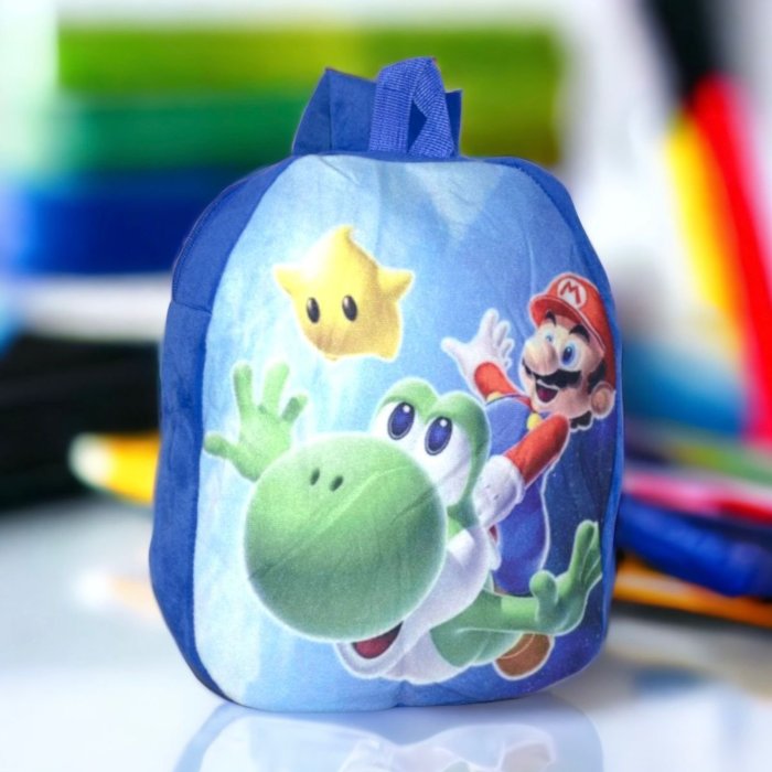 Mochila Preescolar Azul Super Mario Yoshi